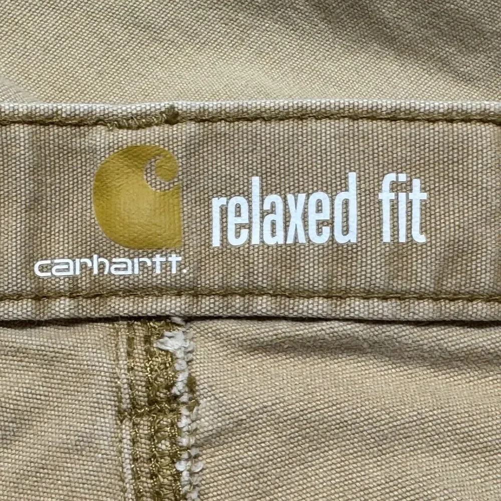 Carhartt Relaxed Fit Pants Size 38 x 30 Khaki Canvas 5‎ Pocket Workwear Rancher